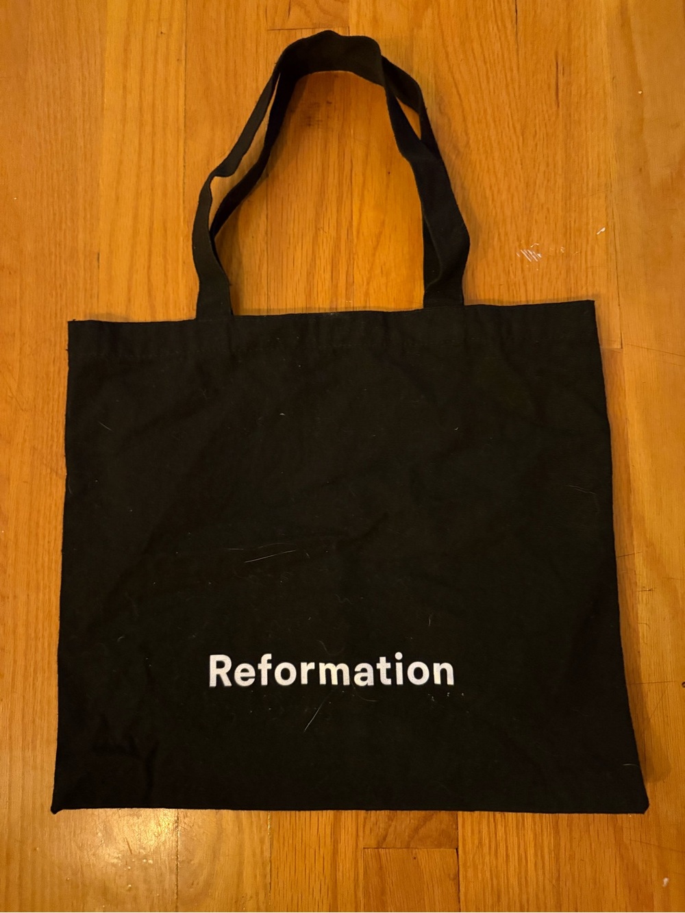 Reformation Black Canvas Tote with White Logo